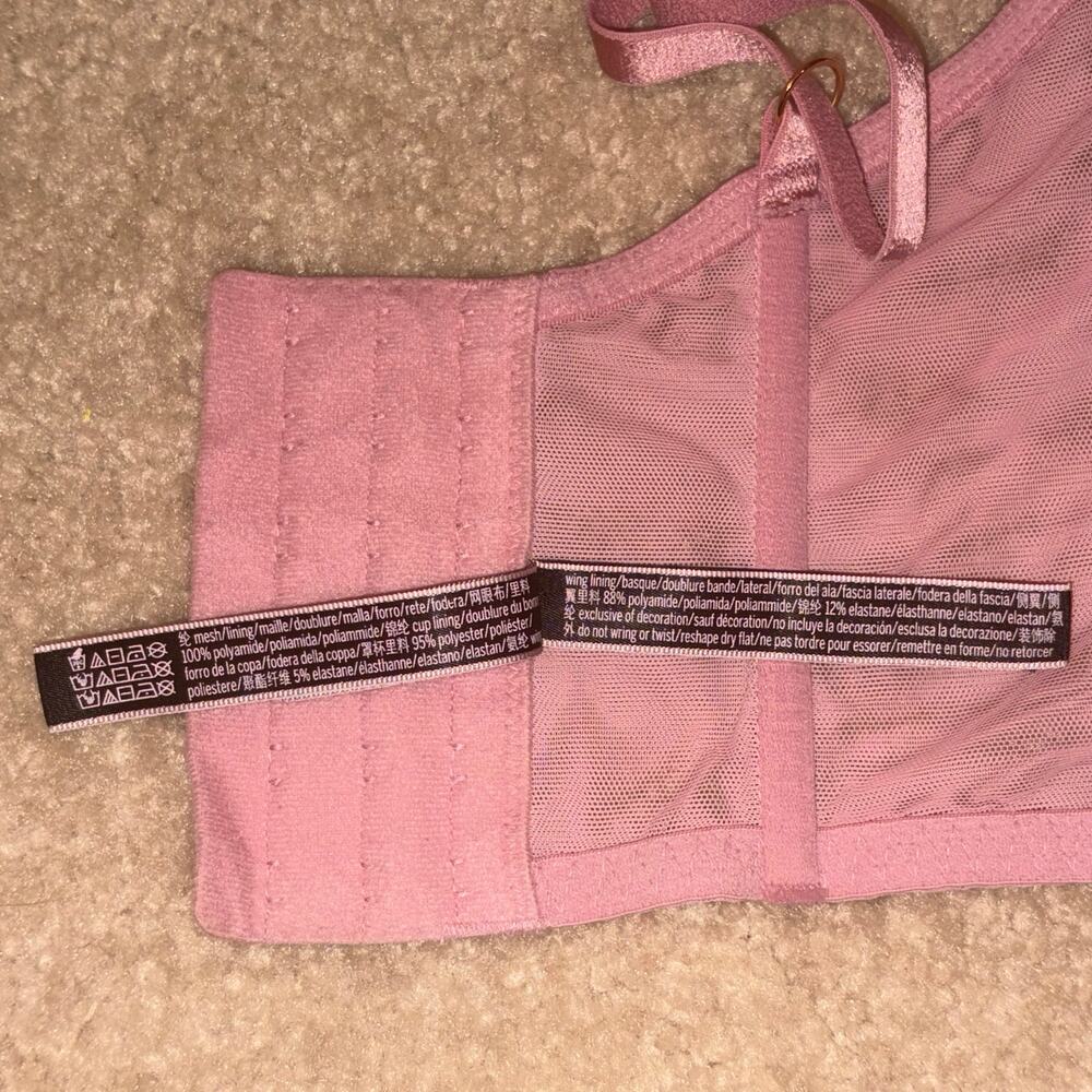 Victoria's Secret Floral Embroidered Bustier Crop Top Pink Mesh Size Small DD - Picture 6 of 6